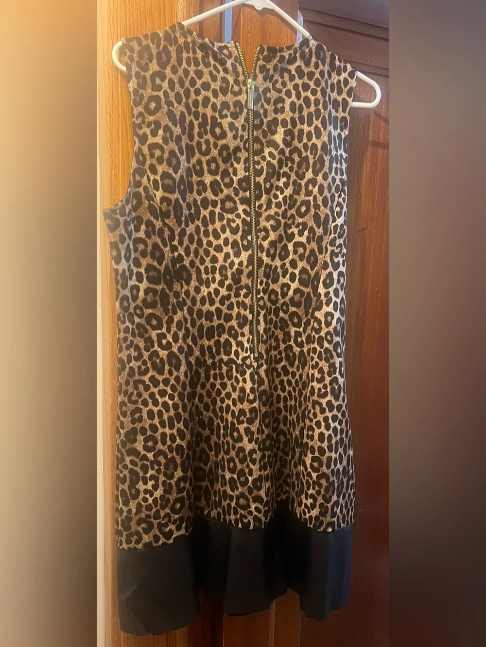Michael Kors Womens Leopard Print Faux-Leather Trim Dress XL